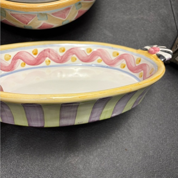 MacKenzie-Childs bundle.Purple, yellow, pink, blue, green with checkers dishes. - Picture 4 of 8